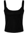 BL1012 1012 Bella Ladies Micro Rib Spaghetti Strap Tank Top solid black blend colour image